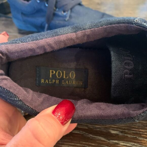 Polo Ralph Lauren Felton Denim Sneaker sz 9-1/2 EUC - Picture 6 of 7